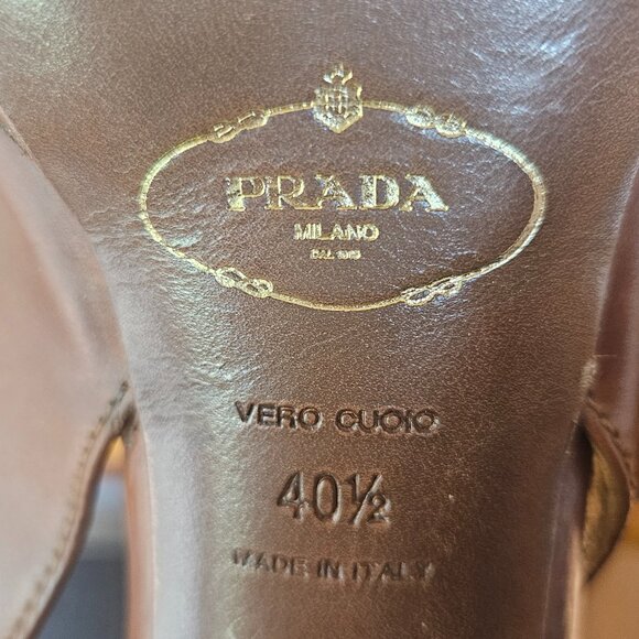 Prada Brown Slingback Heels - Picture 6 of 6